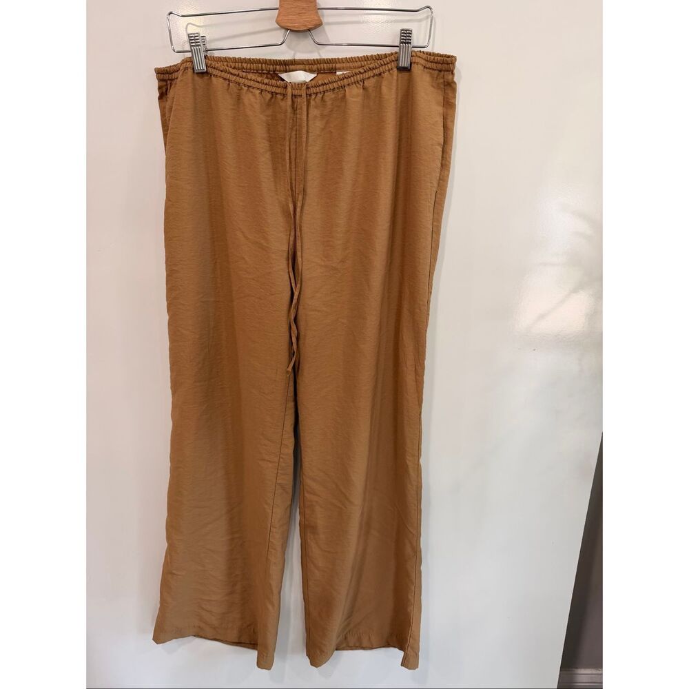 H&M Wide Leg Drawstring Pants Camel Size L
